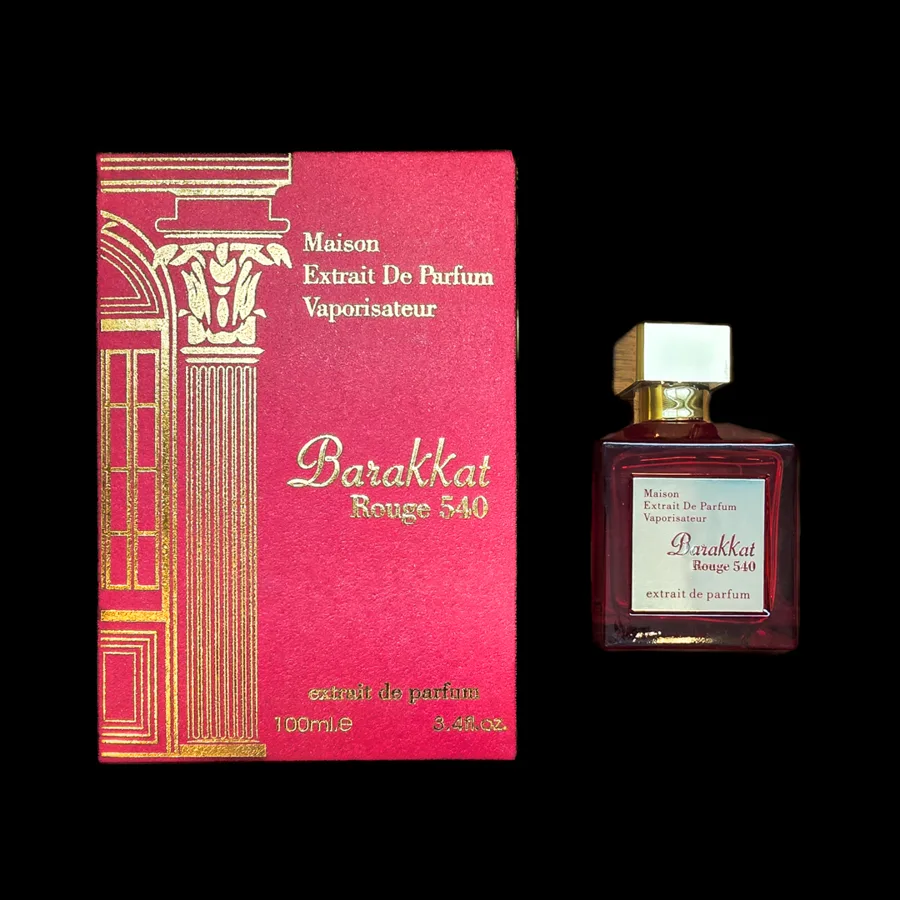 Frasco do perfume Barakkat Rouge da marca Fragrance World