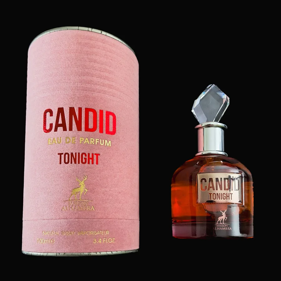 Frasco do perfume Candid Tonight da marca Maison Alhambra