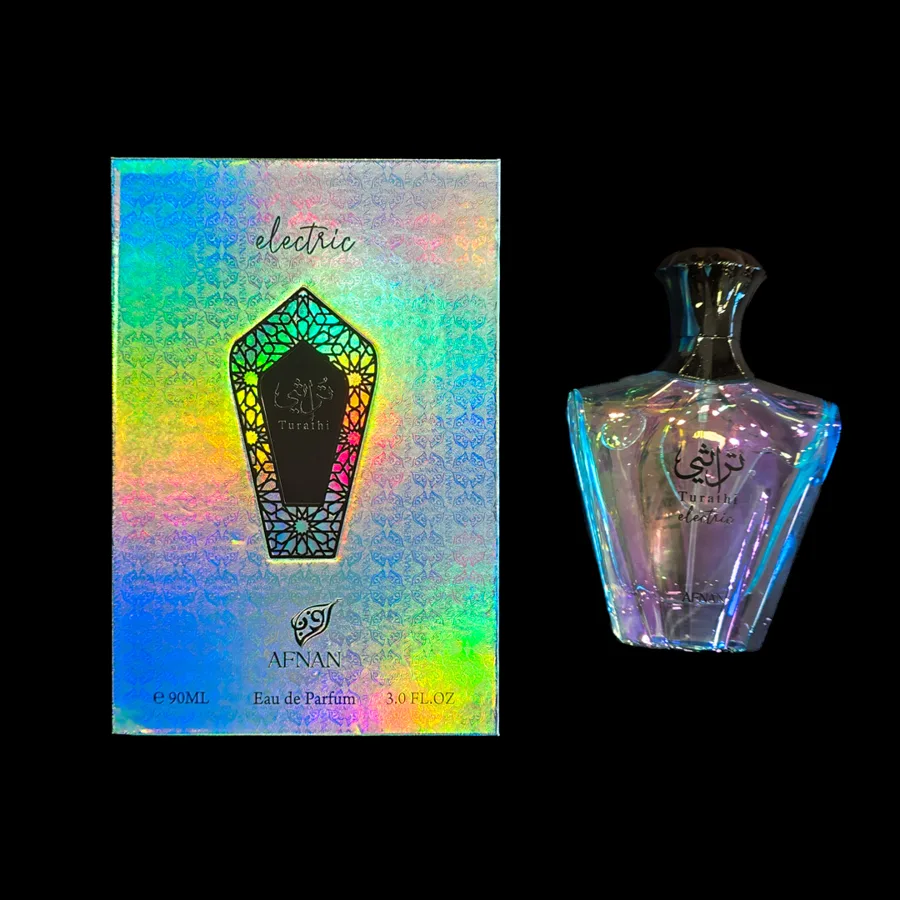 Frasco do perfume Turathi Electric da marca AFNAN