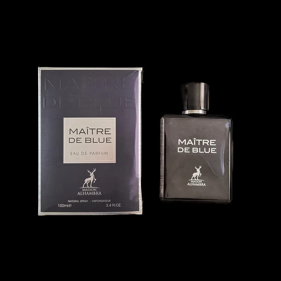 Frasco do perfume Maitre DE Blue da marca Maison Alhambra