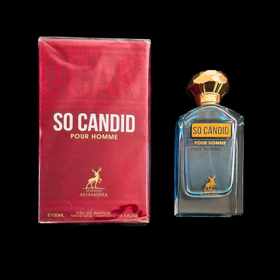 Frasco do perfume SO Candid da marca Maison Alhambra