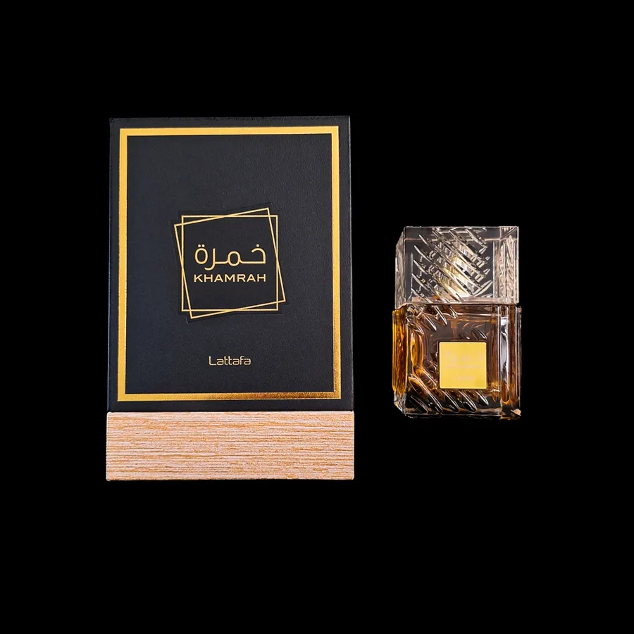 Frasco do perfume Khamrah da marca Lattafa