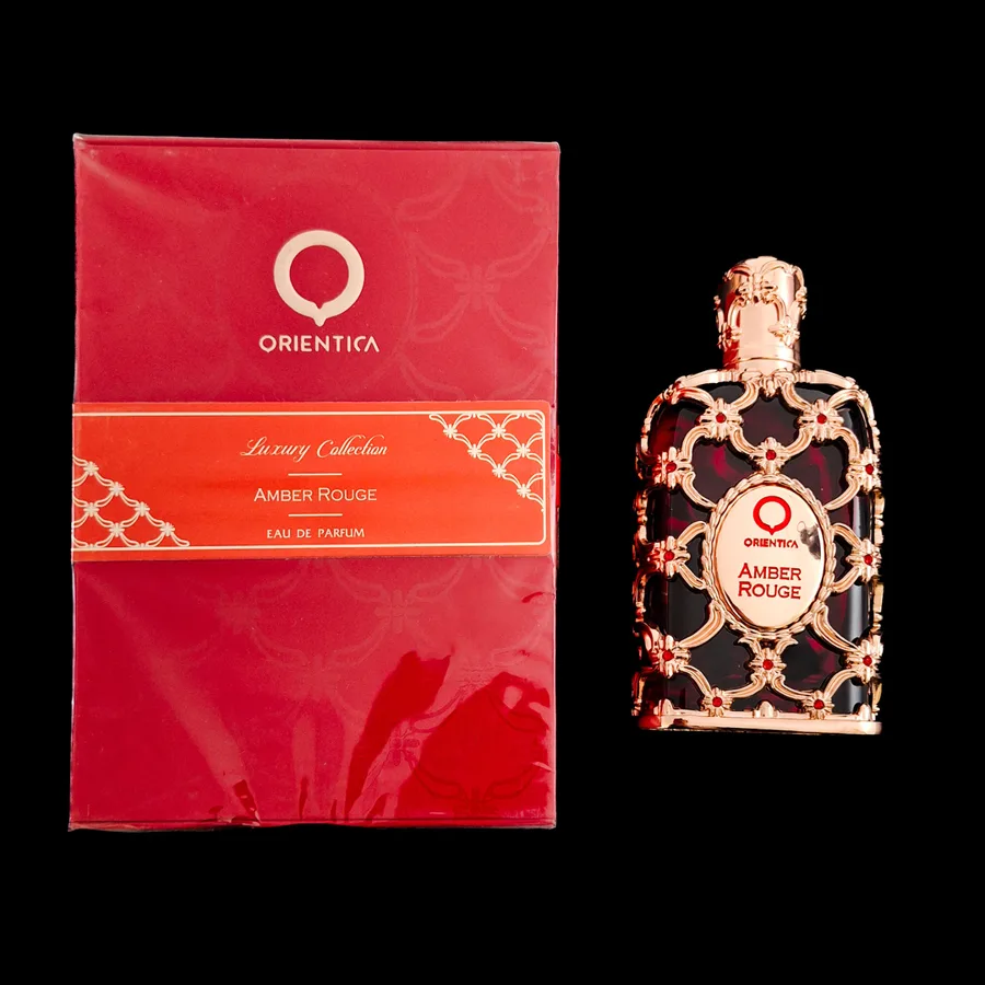 Frasco do perfume Amber Rouge da marca Orientica