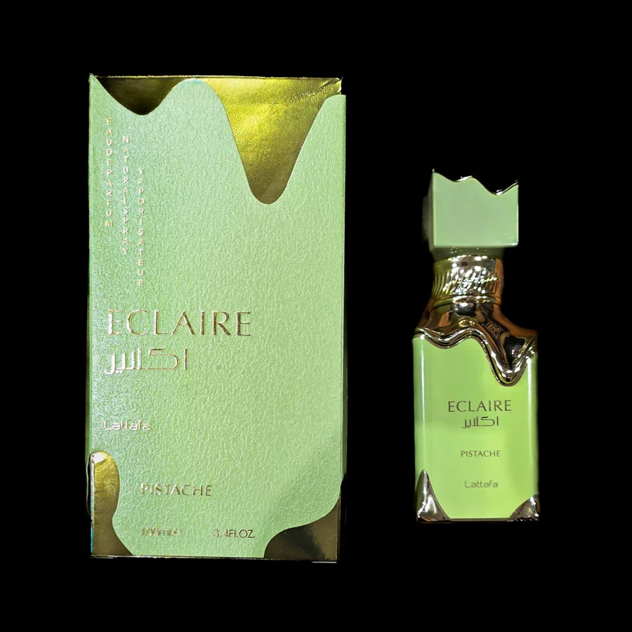 Frasco do perfume Eclaire Pistache da marca Lattafa