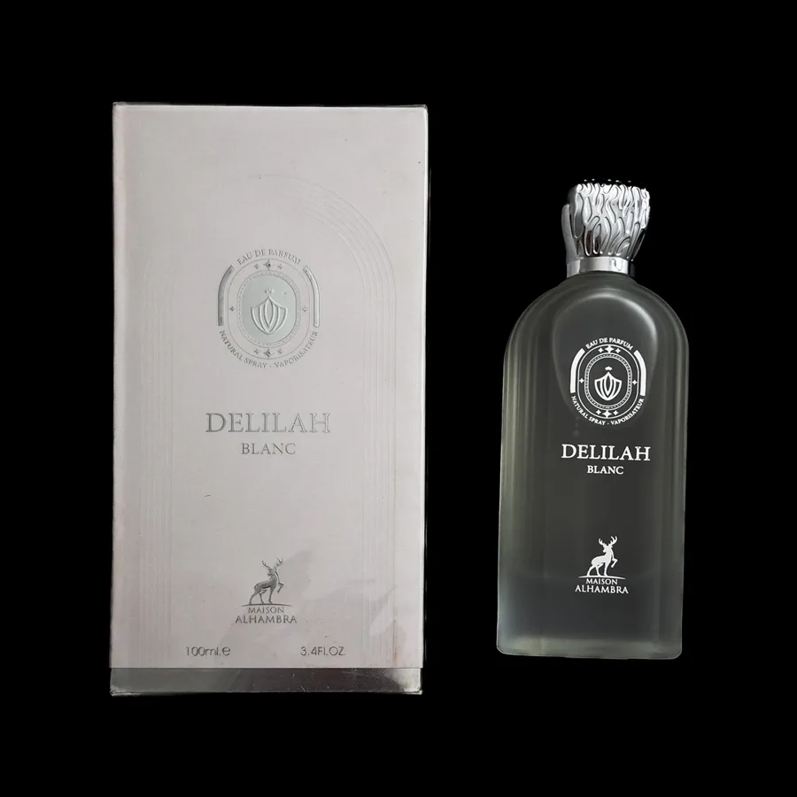 Frasco do perfume Delilah Blanc da marca Maison Alhambra