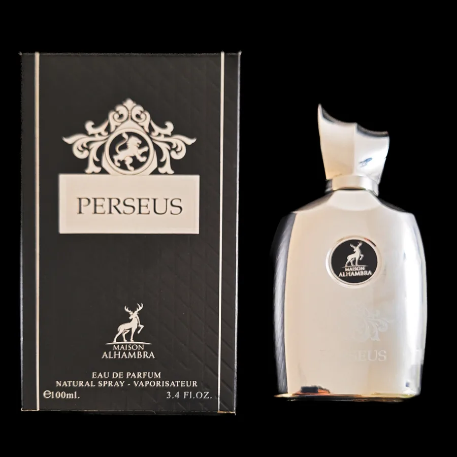 Frasco do perfume Perseus da marca Maison Alhambra