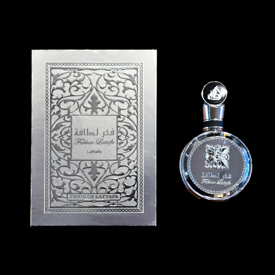 Frasco do perfume Fakhar Platinum da marca Lattafa