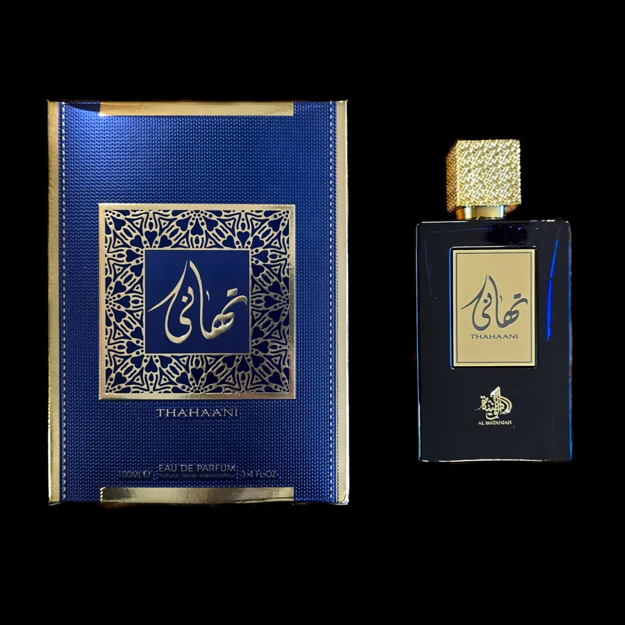 Frasco do perfume Thahaani da marca Al Wataniah